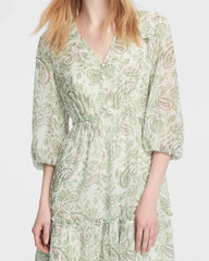 Frühjahrsmoos Paisley Seiden Minikleid