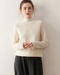 Zopfmuster-Kaschmirpullover mit Stehkragen