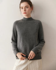 Zopfmuster-Kaschmirpullover mit Stehkragen
