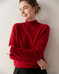 Zopfmuster-Kaschmirpullover mit Stehkragen