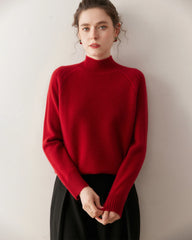 Zopfmuster-Kaschmirpullover mit Stehkragen