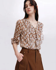 Gänseblümchen Blumen Rüschen Seidenbluse