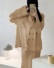 Oversized Seiden - Pyjamas mit Doppelknopfleiste