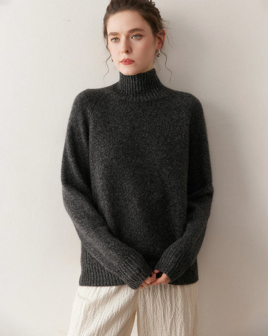 Übergroßer Damen-Kaschmirrollkragenpullover