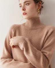 Übergroßer Damen-Kaschmirrollkragenpullover