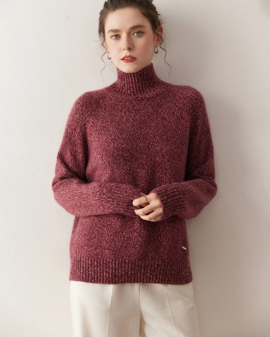 Übergroßer Damen-Kaschmirrollkragenpullover