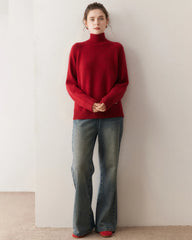 Übergroßer Damen-Kaschmirrollkragenpullover
