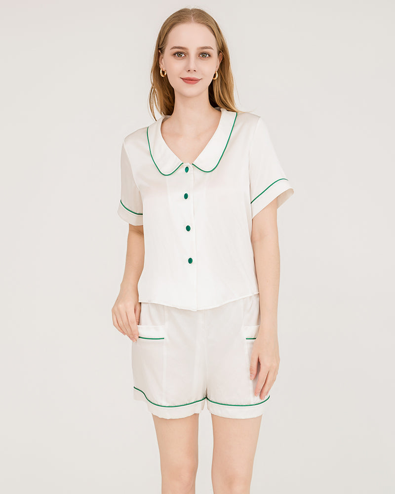 Seiden-Pyjamas-Set mit gefütterten Shorts