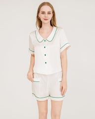Seiden-Pyjamas-Set mit gefütterten Shorts