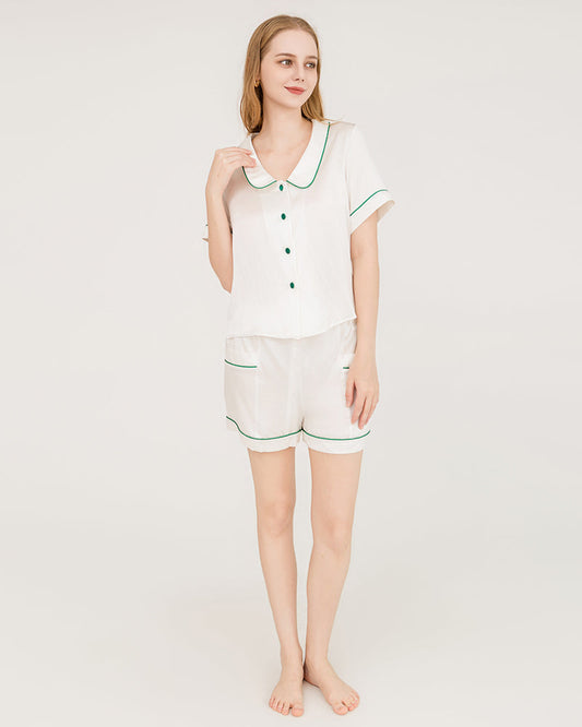 Seiden-Pyjamas-Set mit gefütterten Shorts