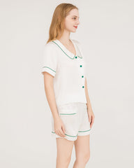 Seiden-Pyjamas-Set mit gefütterten Shorts