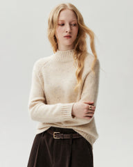 Pullover aus reinem Kaschmir mit Stehkragen und Raglanärmeln