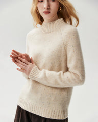 Pullover aus reinem Kaschmir mit Stehkragen und Raglanärmeln