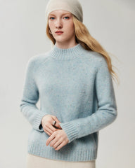 Pullover aus reinem Kaschmir mit Stehkragen und Raglanärmeln