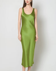 Seiden Slip Kleid Midi mit Scoop Neck