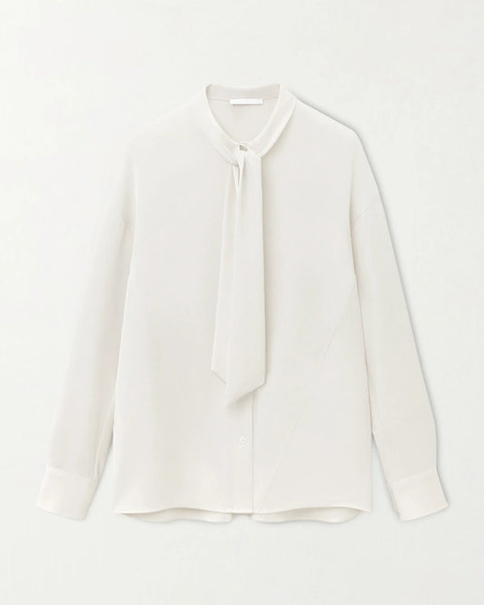 Seidenbluse mit Schleife und langen Ärmeln