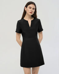 40 Momme Seidenkleid in A-Linie mit kurzen Ärmeln