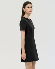 40 Momme Seidenkleid in A-Linie mit kurzen Ärmeln
