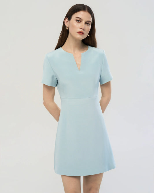 40 Momme Seidenkleid in A-Linie mit kurzen Ärmeln
