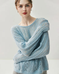 Pullover mit Rundhalsausschnitt aus Seiden-Kaschmir-Mix