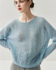 Pullover mit Rundhalsausschnitt aus Seiden-Kaschmir-Mix