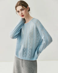 Pullover mit Rundhalsausschnitt aus Seiden-Kaschmir-Mix