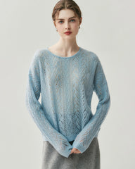 Pullover mit Rundhalsausschnitt aus Seiden-Kaschmir-Mix