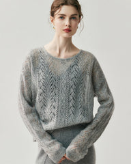 Pullover mit Rundhalsausschnitt aus Seiden-Kaschmir-Mix
