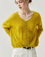 Feinstrick-Cardigan aus Seiden-Kaschmir-Mix