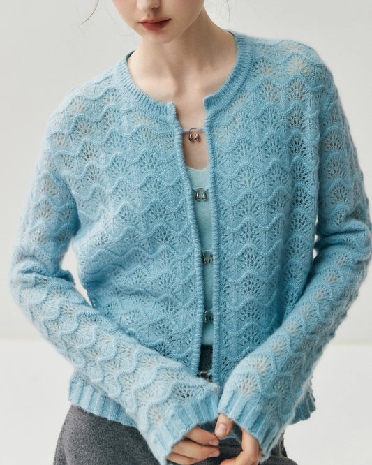 Seide-Kaschmir-Cardigan mit Metallknöpfen