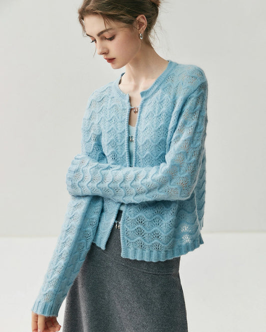 Seide-Kaschmir-Cardigan mit Metallknöpfen