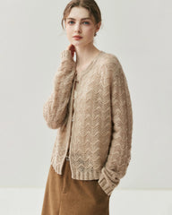 Seide-Kaschmir-Cardigan mit Metallknöpfen