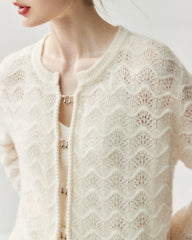 Seide-Kaschmir-Cardigan mit Metallknöpfen
