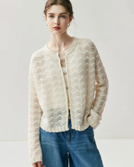Seide-Kaschmir-Cardigan mit Metallknöpfen