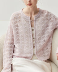 Seide-Kaschmir-Cardigan mit Metallknöpfen