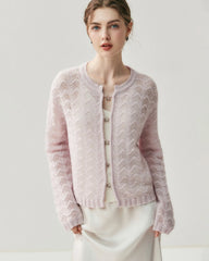 Seide-Kaschmir-Cardigan mit Metallknöpfen