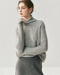 Seiden-Kaschmir Rollkragenpullover mit langen Ärmeln