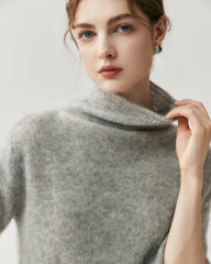 Kurzarm-Rollkragenpullover aus Seide und Kaschmir