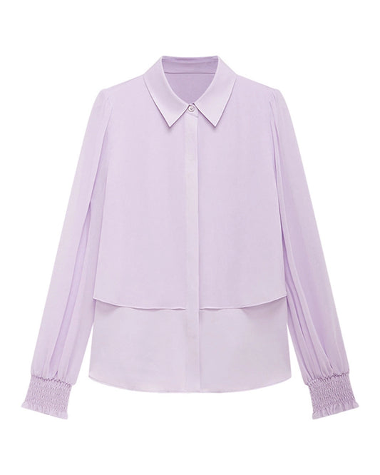 Seidenchiffon-Bluse mit mehrlagigem Oberteil