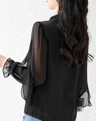 Bluse aus Seidenchiffon mit Rüschenärmeln