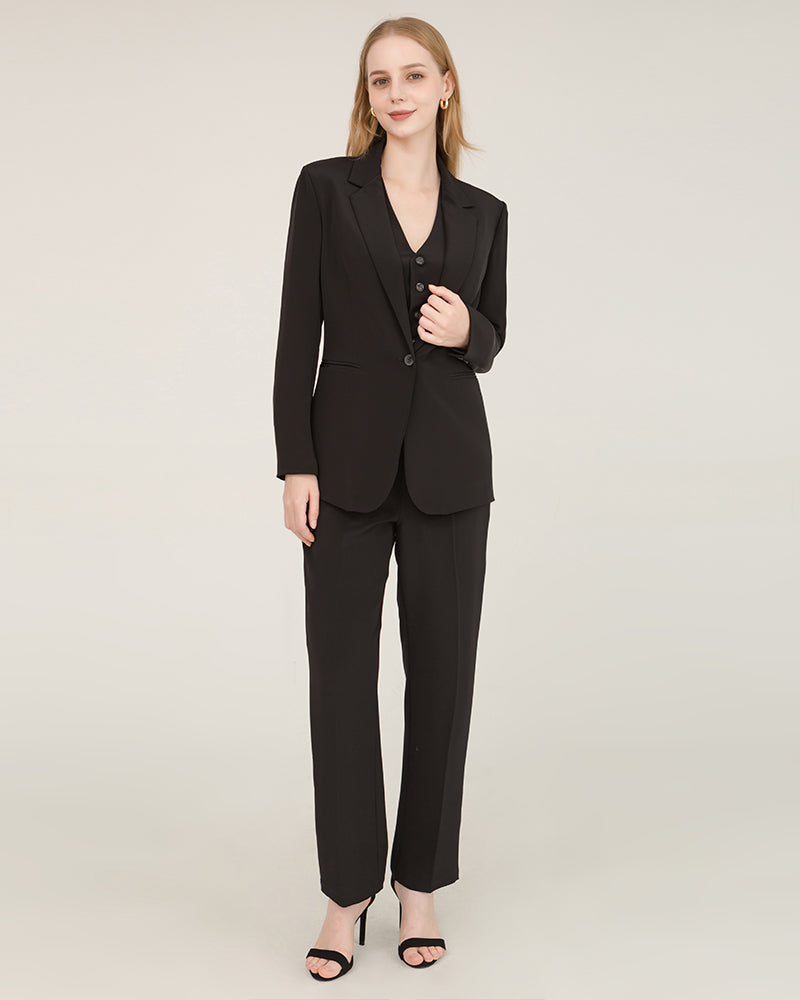 40 Momme Seiden-Blazer mit Spitzenkragen Black