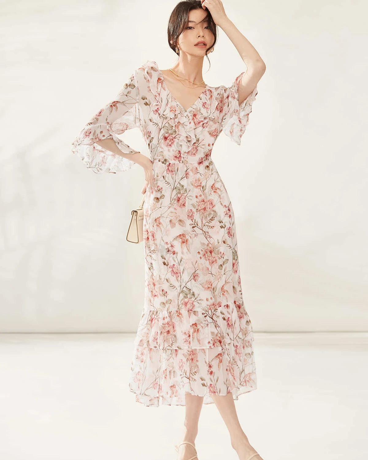 Elegantes Seidenkleid mit Blumenprint