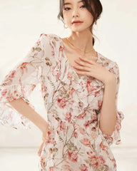 Elegantes Seidenkleid mit Blumenprint