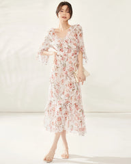 Elegantes Seidenkleid mit Blumenprint