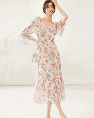 Elegantes Seidenkleid mit Blumenprint