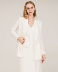 40 momme schwerer Seiden-Blazer mit Kragenspitze (Shawl Collar)