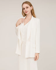40 momme schwerer Seiden-Blazer mit Kragenspitze (Shawl Collar)