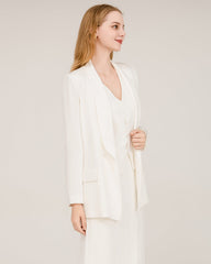 40 momme schwerer Seiden-Blazer mit Kragenspitze (Shawl Collar)