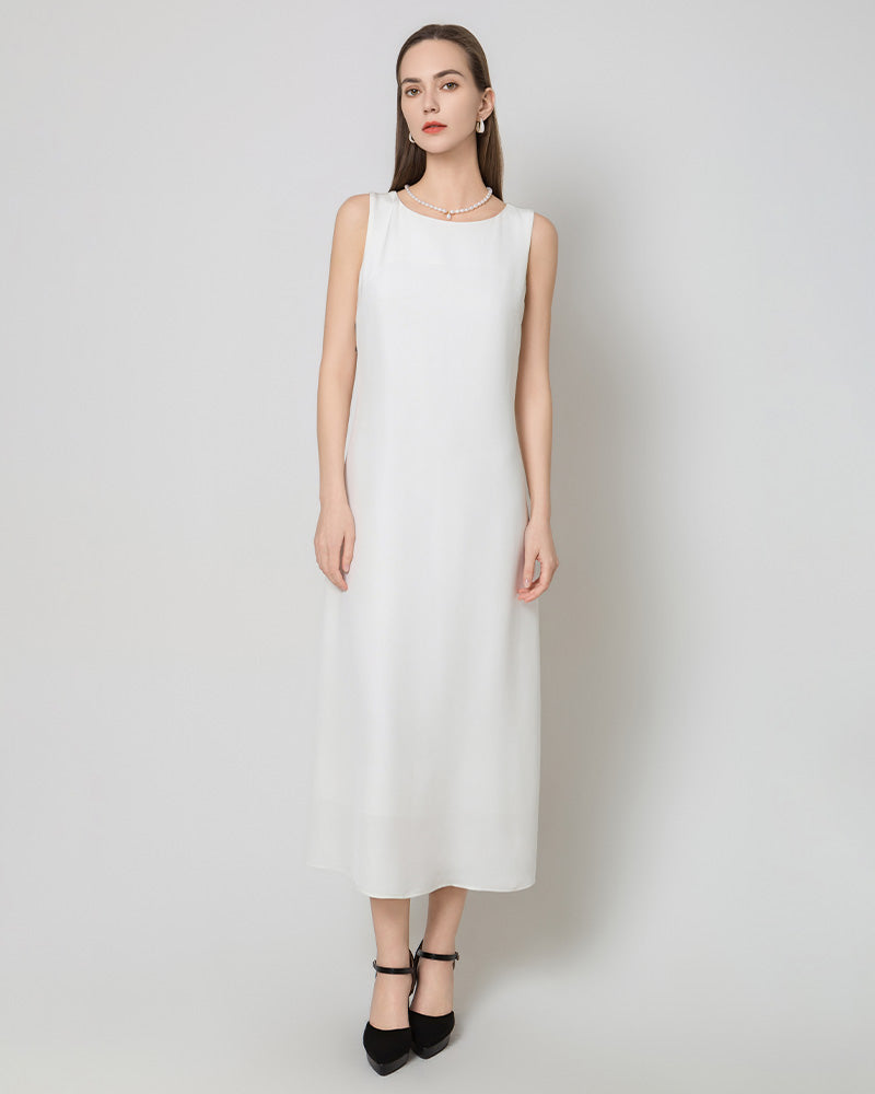 40 Momme Seiden-Maxi-Kleid