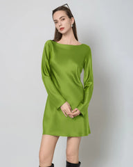 Seiden-Minikleid mit langen Ärmeln und offenem Rücken